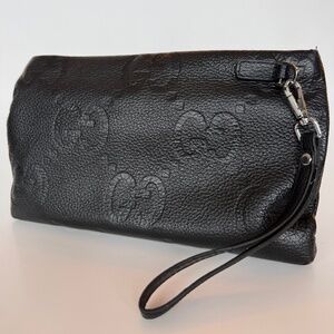 Gucci Piuma Calfskin Jumbo GG Embossed Medium Wristlet Messenger Bag